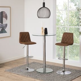 Dizajnová barová stolička Nashota, svetlo hnedá-chrómová - 