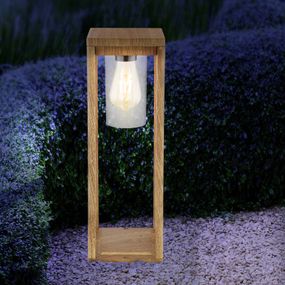 Globo Soklové svietidlo Candela v drevenom vzhľade 50 cm, odliatok hliníkovej zliatiny, plast, E27, 15W, P: 15 cm, L: 15 cm, K: 50cm