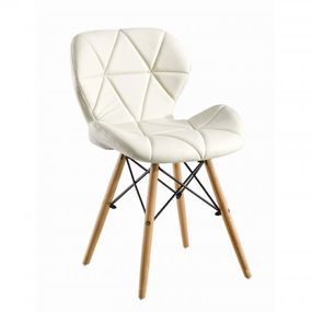 VerDesign, DORSET II čalúnená stolička, biela ekokoža,masív
