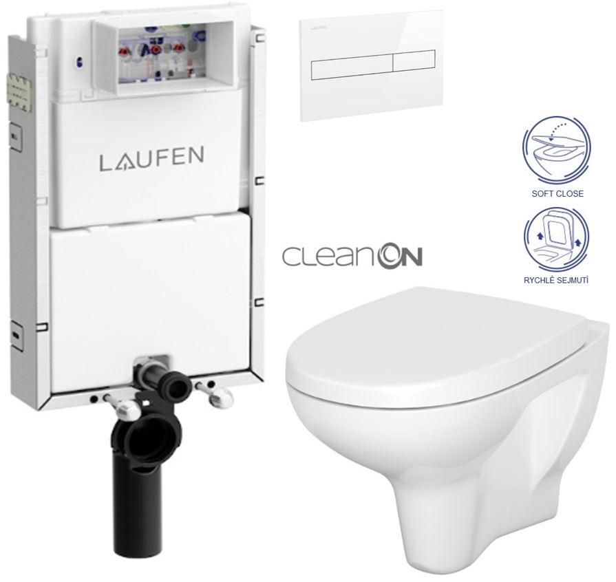 LAUFEN Podomít. systém LIS TW1 SET s bielym tlačidlom + WC CERSANIT ARTECO CLEANON + SEDADLO H8946630000001BI AT1