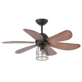 FARO BARCELONA Svietidlo so vzhľadom klietky – ventilátor Chicago, Obývacia izba / jedáleň, oceľ, MDF, E27, 60W, K: 47.5cm