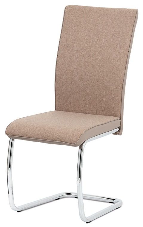 AUTRONIC Jedálenská stolička, capuccino látka-ekokoža, chróm DCL-455 CAP2