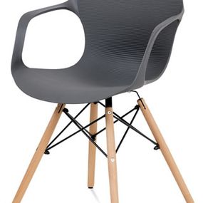 Autronic Jedálenská stolička, štrukturovaný plast šedý, natural ALBINA GREY