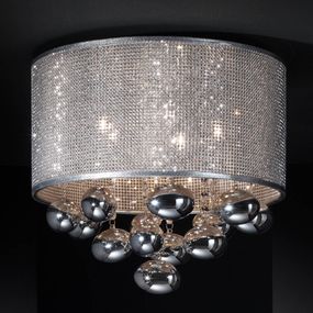 Schuller Valencia Stropné LED svietidlo Andrómeda so závesom, Obývacia izba / jedáleň, kov, vynil, sklo, G9, 6W, K: 33cm