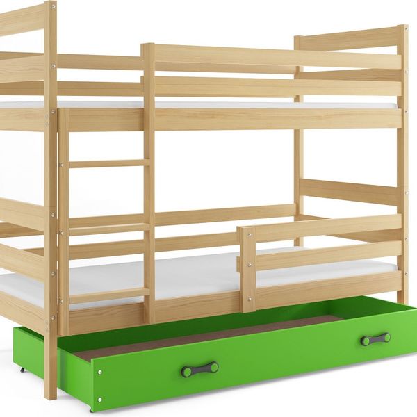 Poschodová posteľ ERIK 2 - 160x80cm - Borovica - Zelená
