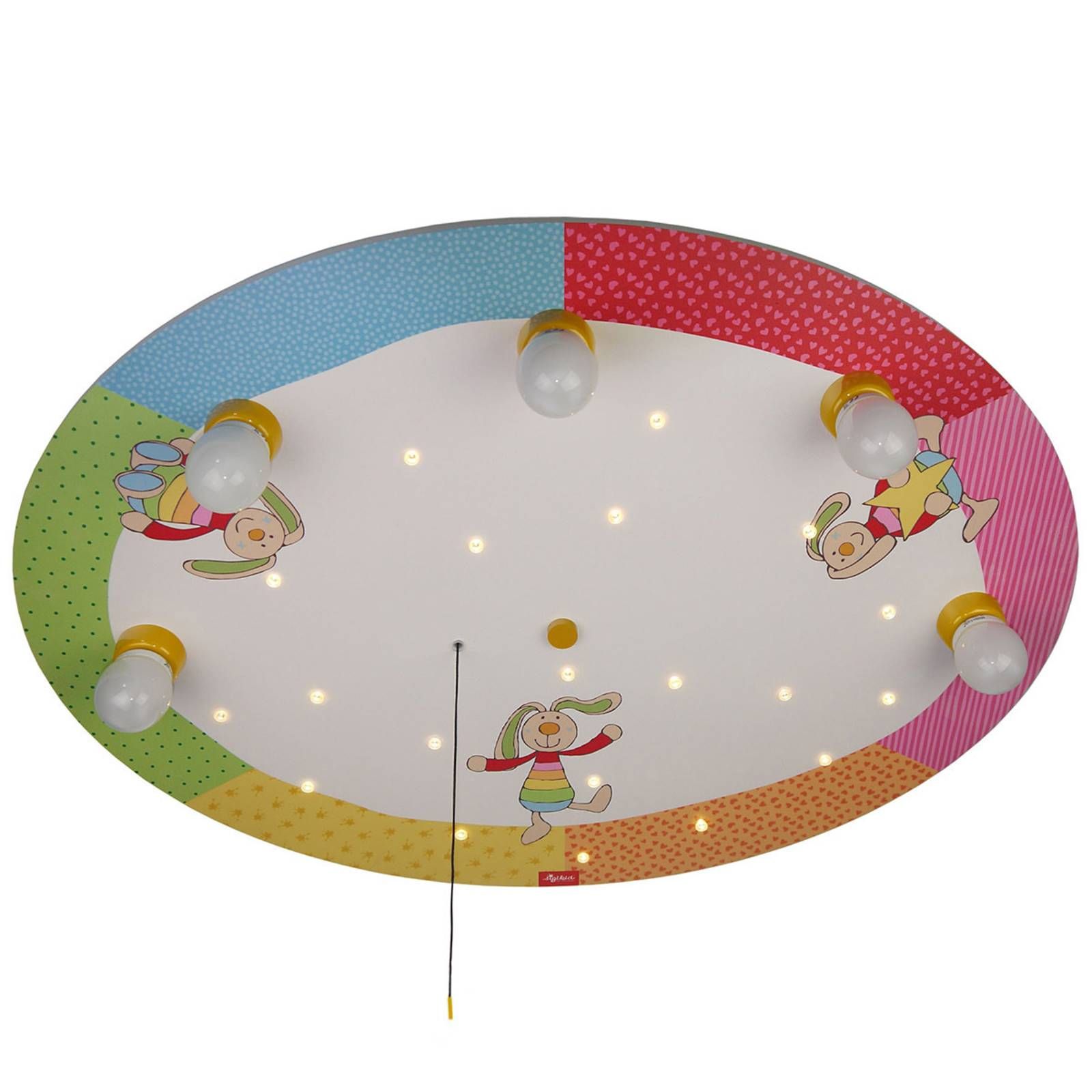 Niermann Standby Rainbow Rabbit okrúhle stropné svietidlo diódy LED, Detská izba, MDF, plast, E14, 40W, P: 71 cm, L: 53 cm, K: 7cm