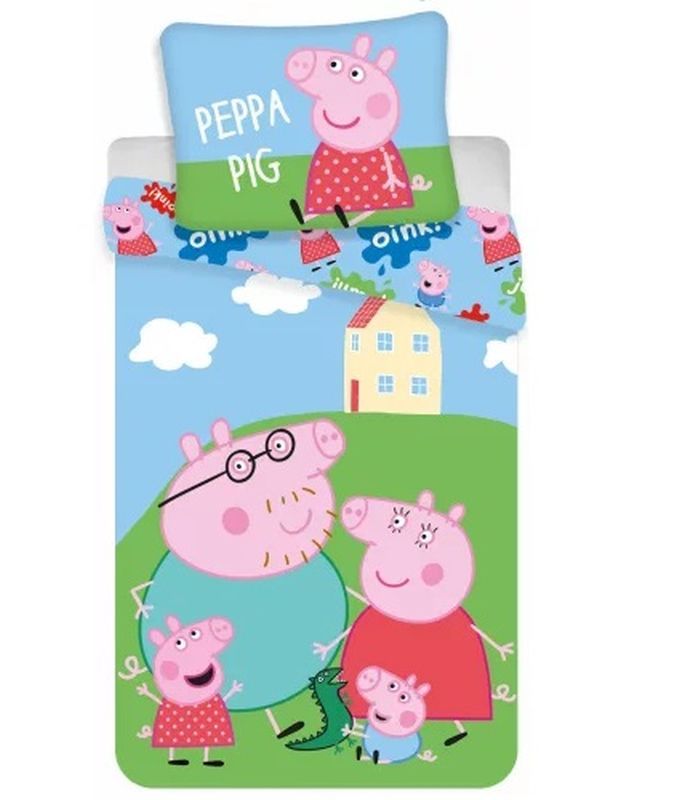 Detské obliečky do postieľky 100x135 PEPPA PIG rodinka