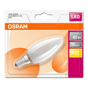 OSRAM sviečková LED E14 B35 4W 2.700K matná, E14, 4W, Energialuokka: E, P: 10 cm