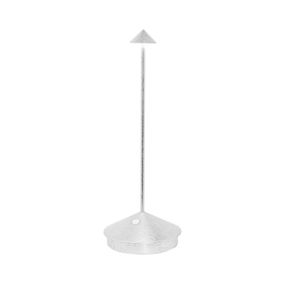 Zafferano Pina lampa batérie kovová fólia striebro, Obývacia izba / jedáleň, hliník, kovová fólia, 2W, K: 29cm