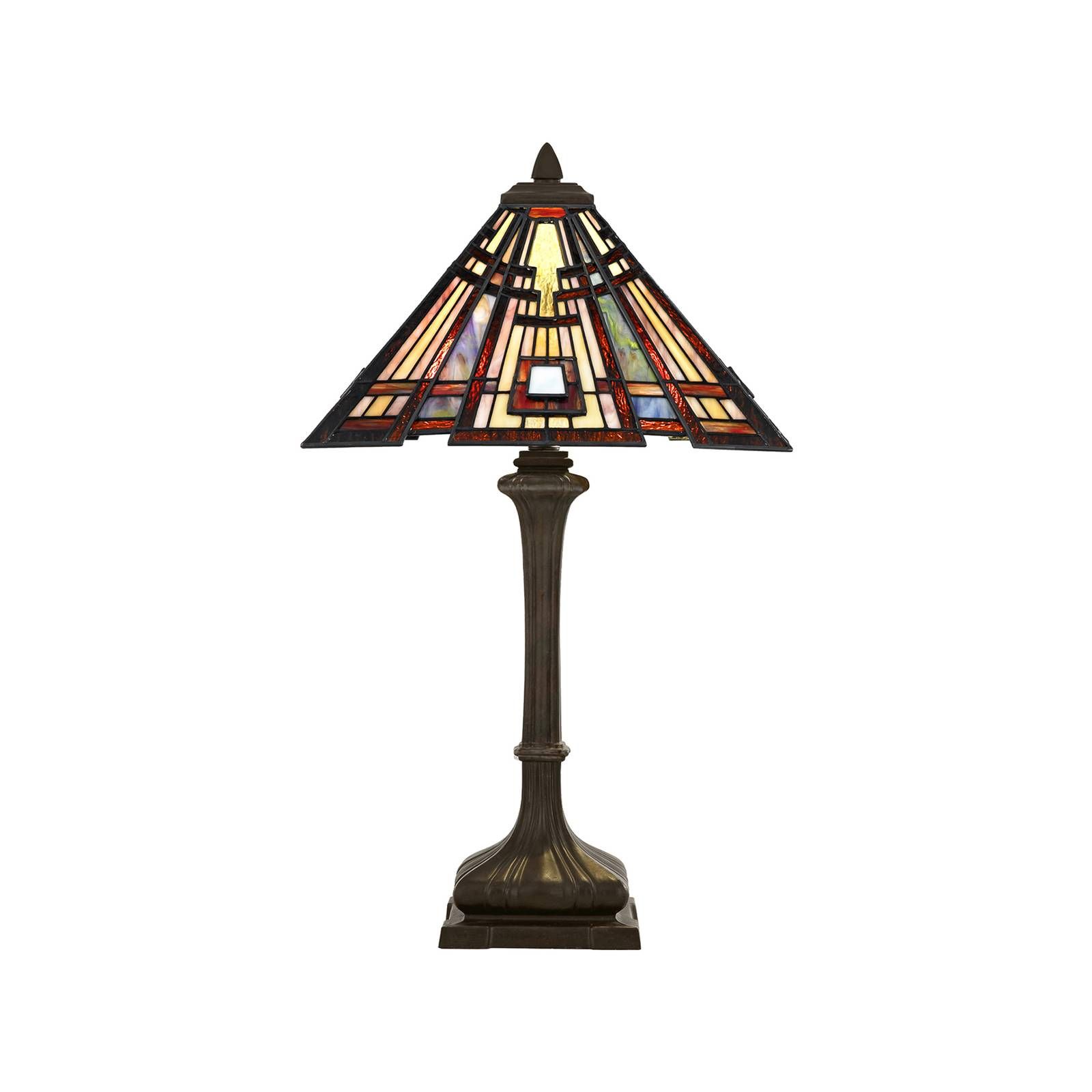 QUOIZEL Stolová lampa Classic Craftsman v dizajne Tiffany, Obývacia izba / jedáleň, kov, sklo, E27, 60W, K: 73.7cm