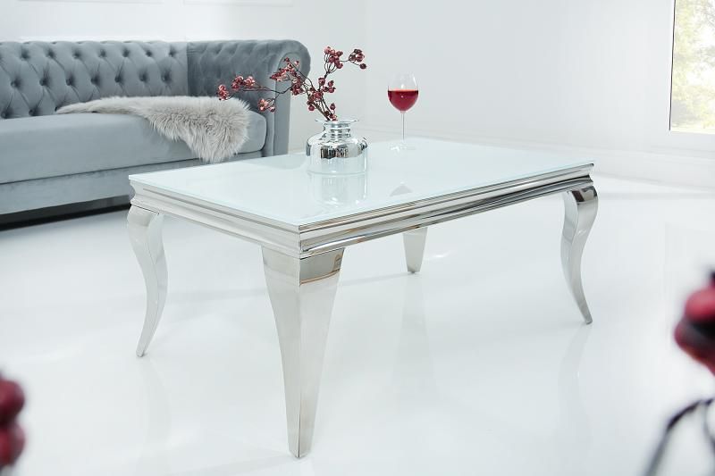 Konferenčný stolík Modern Barock 100cm/ biely- strieborný