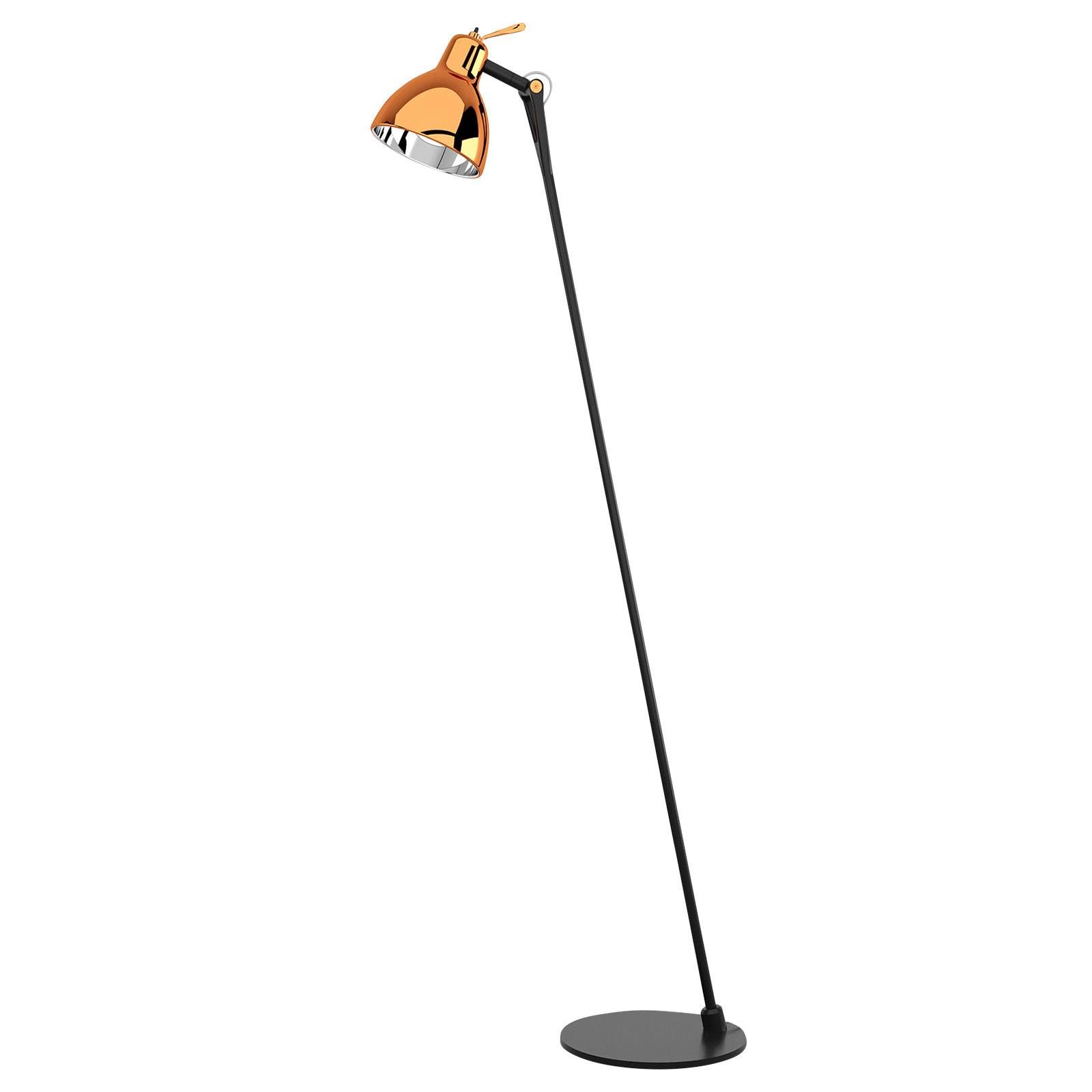 Rotaliana Luxy F0 Glam stojacia lampa čierna/meď, Obývacia izba / jedáleň, hliník, sklo, E14, 7W, K: 110cm