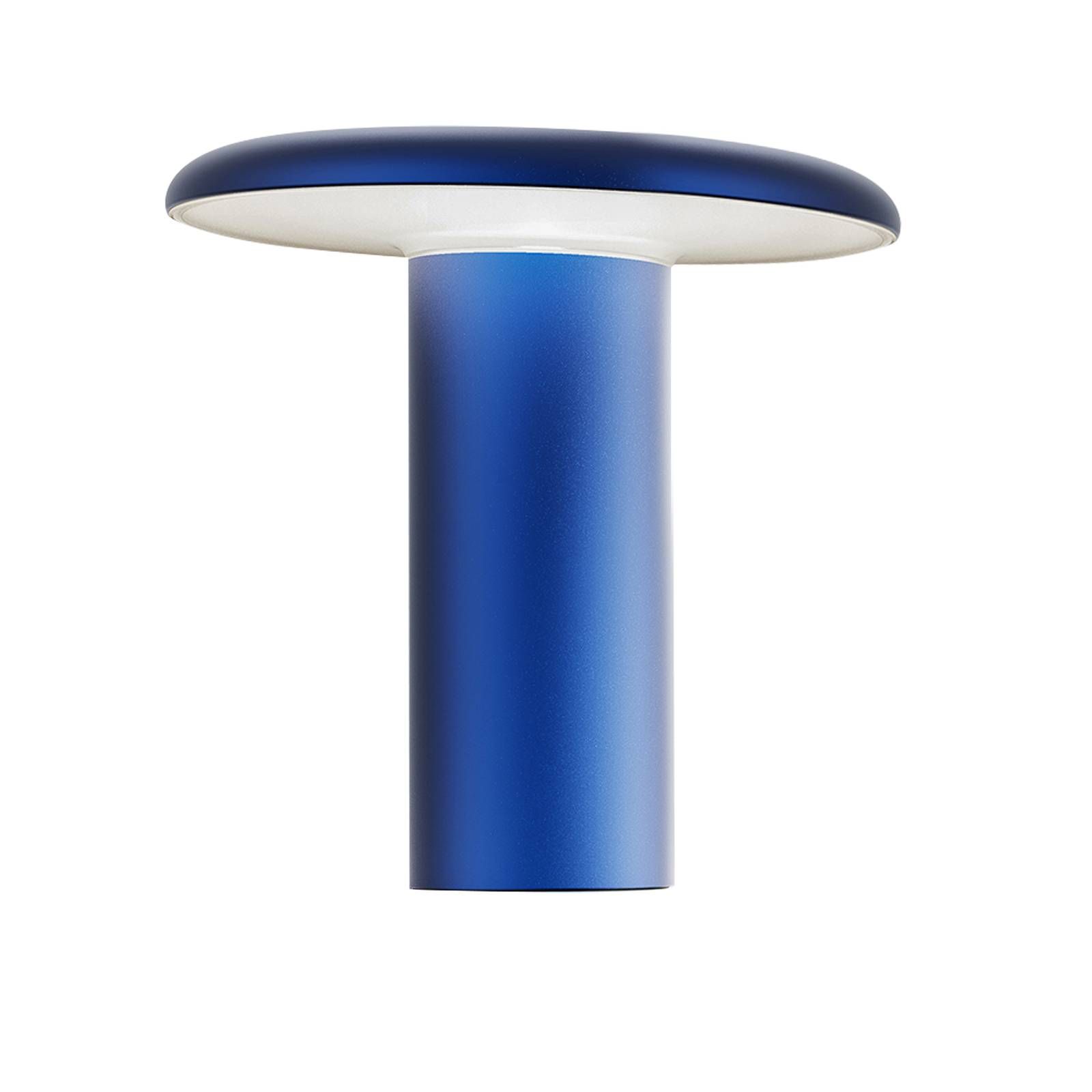 Artemide Takku stolová LED lampa s batériou, modrá, Obývacia izba / jedáleň, kov, 2.5W, K: 19cm