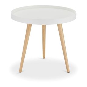Biely odkladací stolík s nohami z bukového dreva Furnhouse Opus, Ø 50 cm