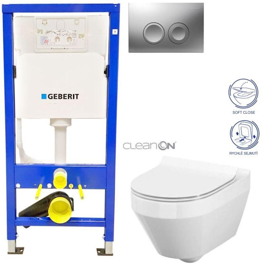 GEBERIT DuofixBasic s matným tlačidlom DELTA21 + WC CERSANIT CLEANON CREA OVÁL + SEDADLO 458.103.00.1 21MA CR1