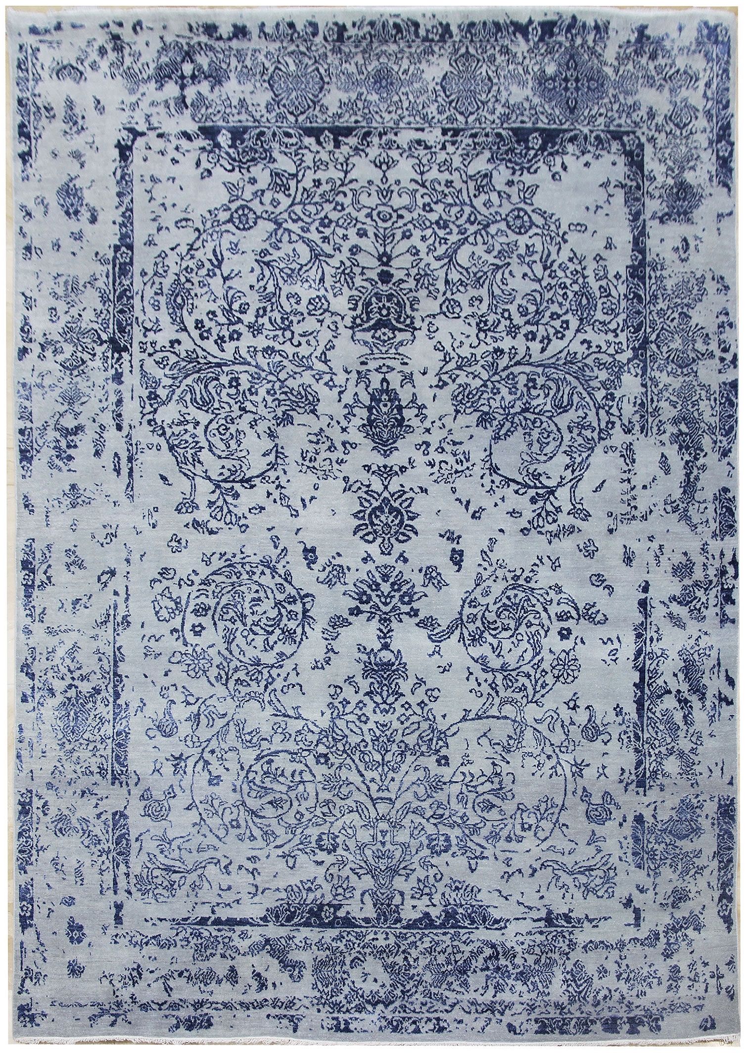 Diamond Carpets koberce Ručne viazaný kusový koberec Diamond DC-JK ROUND Silver / peacock blue - 180x275 cm