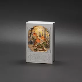 Konstsmide Christmas Stolová LED dekorácia vodná lucerna Kniha s vtákmi, plast, 0.1W, L: 13.5 cm, K: 19.3cm