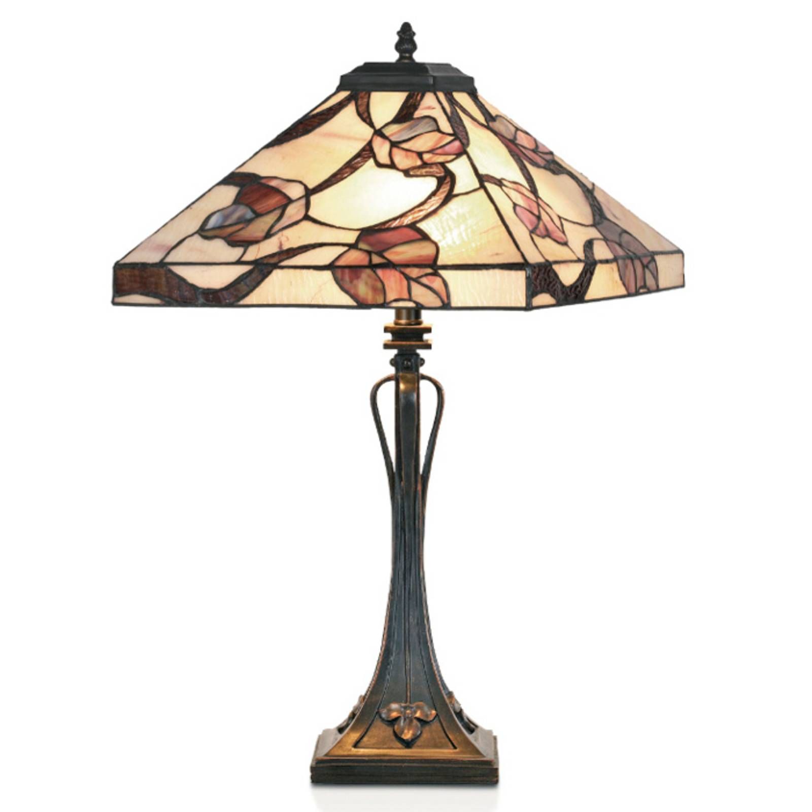 Artistar Stolná lampa APPOLONIA v štýle Tiffany, Obývacia izba / jedáleň, kov, sklo, E27, 60W, K: 62cm