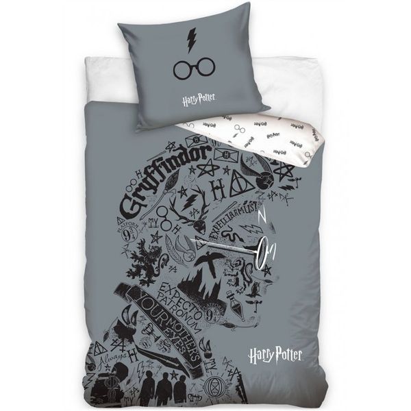 Carbotex · Bavlnené posteľné obliečky Harry Potter - motív portrét - so svietiacim efektom - 100% bavlna Renforcé - 70 x 90 cm + 140 x 200