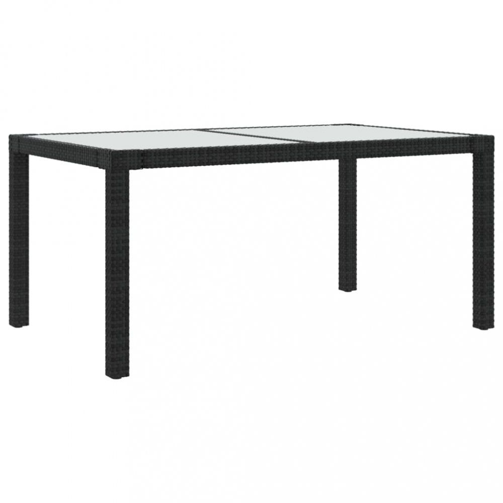 Záhradný stôl 150x90x75 cm sklo / polyratan Dekorhome Čierna / priehľadná