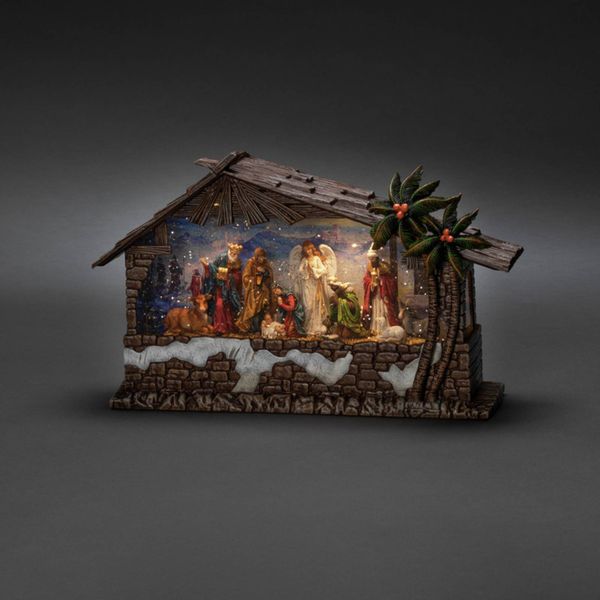 Konstsmide Christmas Stolová LED dekorácia vodná lucerna Betlehem, plast, 0.1W, L: 33.5 cm, K: 21cm