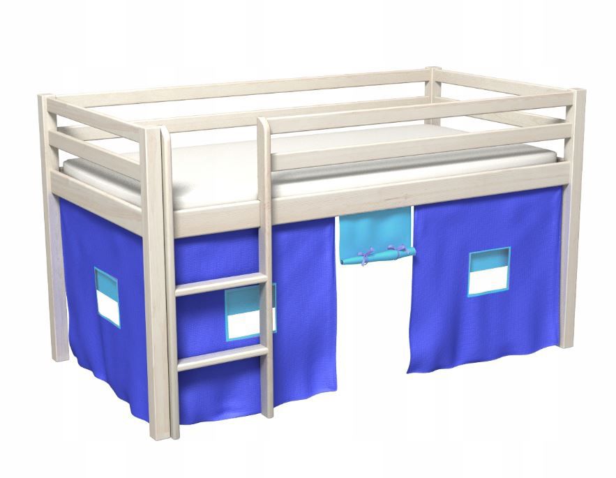 Látkový záves - domček do vyvýšenej postele BERTÍK - modrý