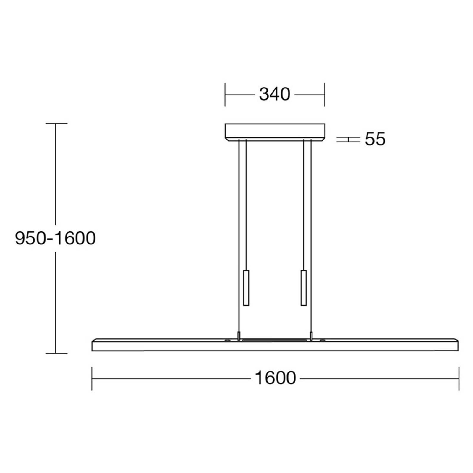 HerzBlut Leonora závesná lampa Up&Down 160cm orech, Obývacia izba / jedáleň, masívne drevo, kov, plast, 45.5W, P: 160 cm, L: 5.8 cm