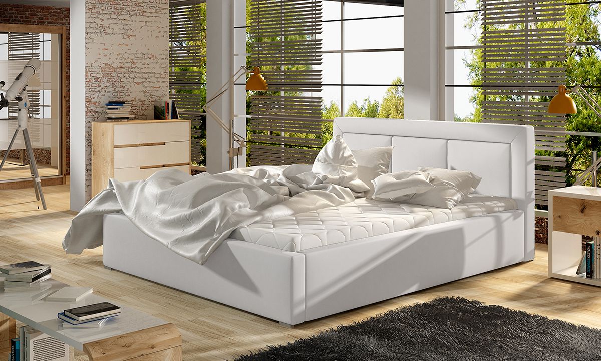 Čalúnená manželská posteľ s roštom Branco UP 180 - biela