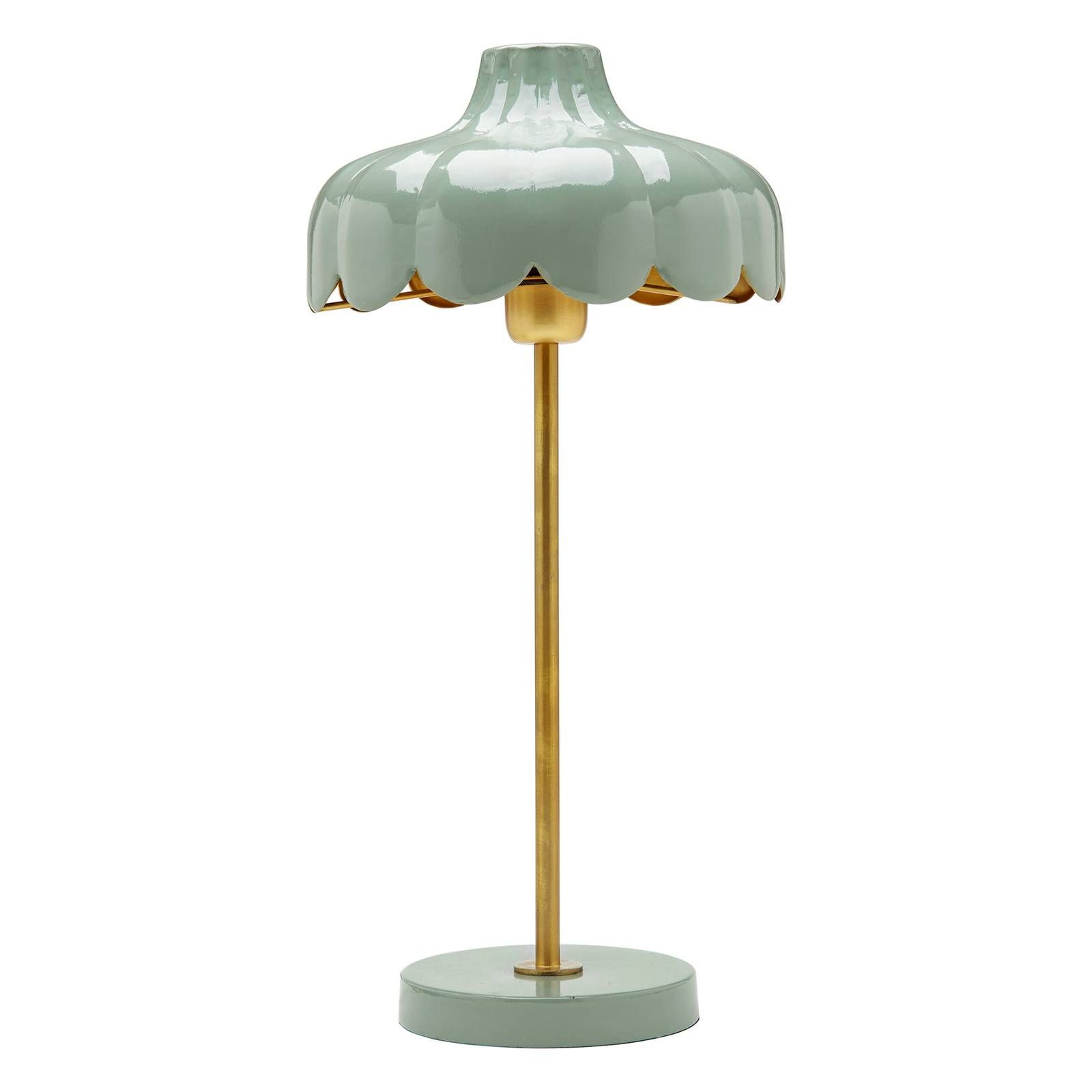 PR Home Wells stolová lampa z kovu, zelená/zlatá, Obývacia izba / jedáleň, kov, E27, 25W, K: 50cm