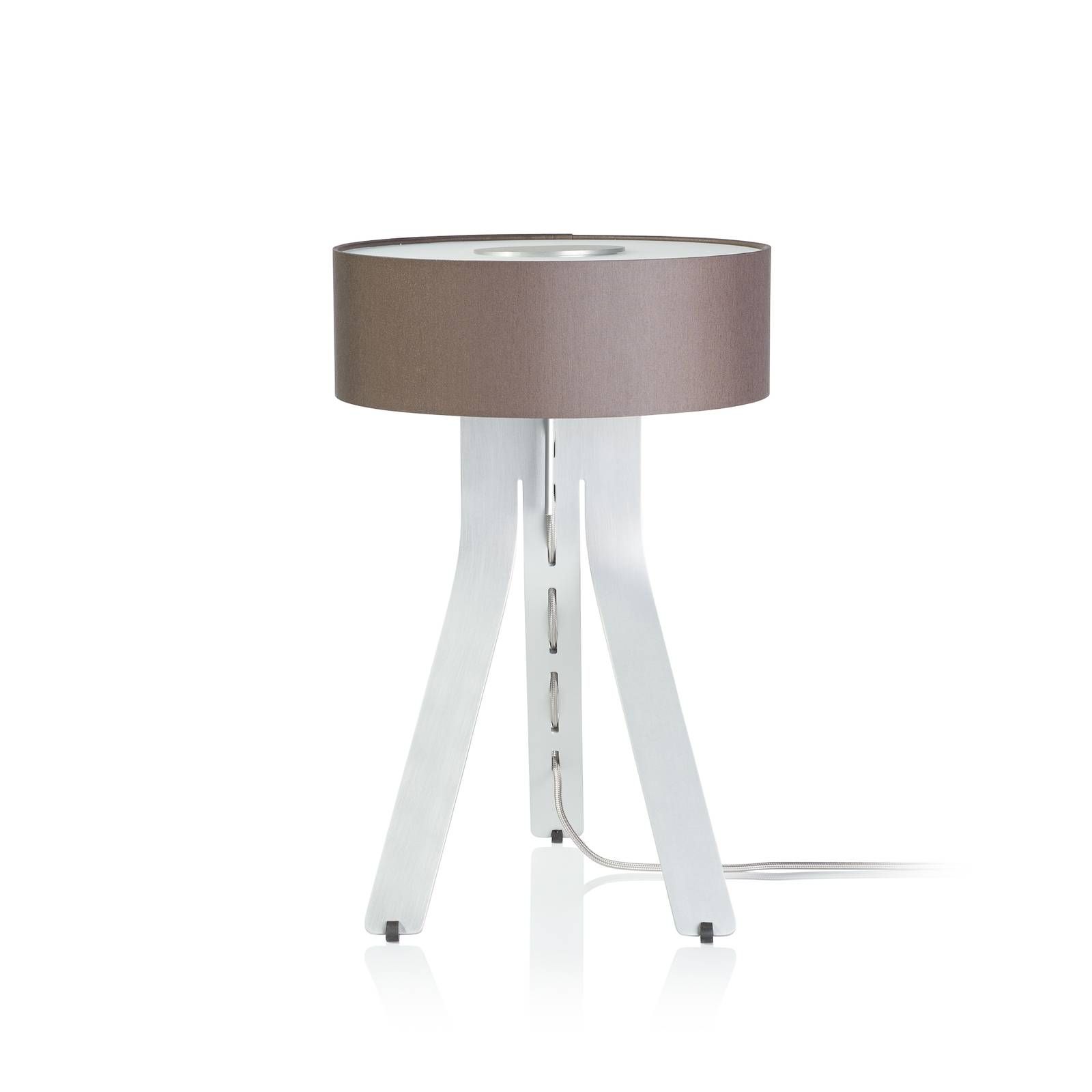 BYOK Fino stolová LED lampa, snímač gesta, hnedá, Obývacia izba / jedáleň, textil, hliník, 15W, K: 45cm