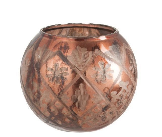 Bronzová sklenená baňatá váza Ball - v priemere 19 * 17cm