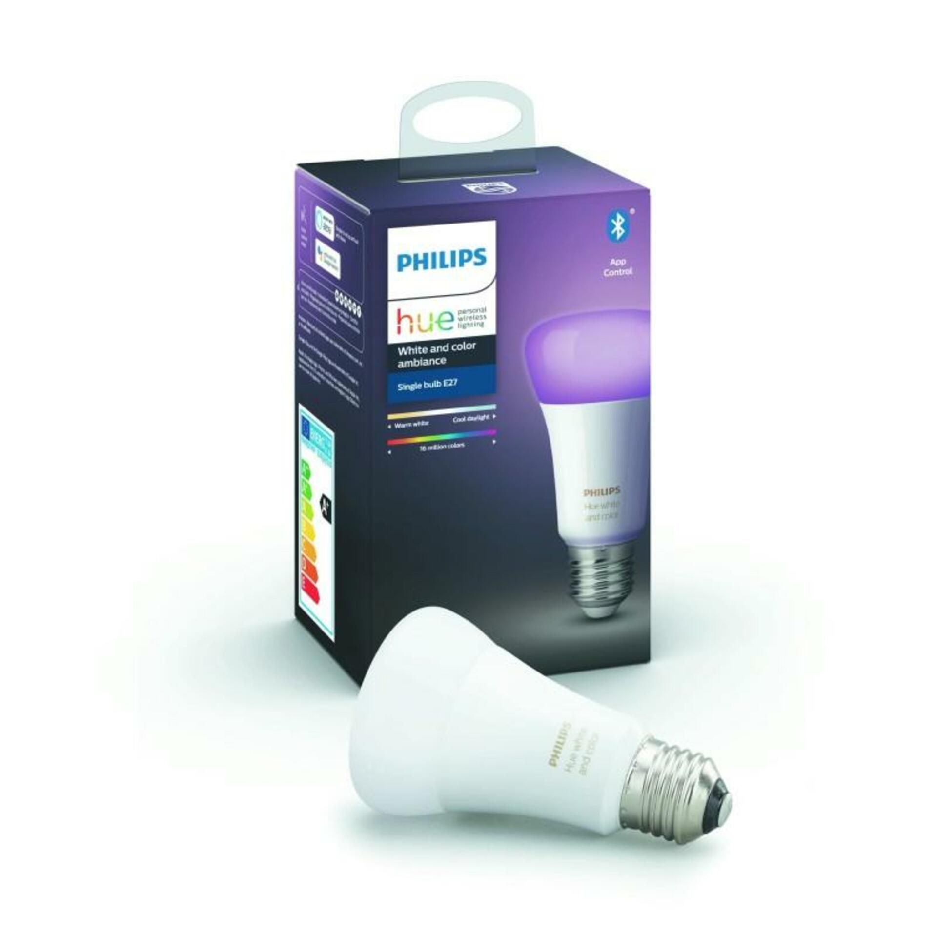 PHILIPS HUE Hue Bluetooth LED White and Color Ambiance žárovka E27 A19 9W 806lm 2200K-6500K RGB