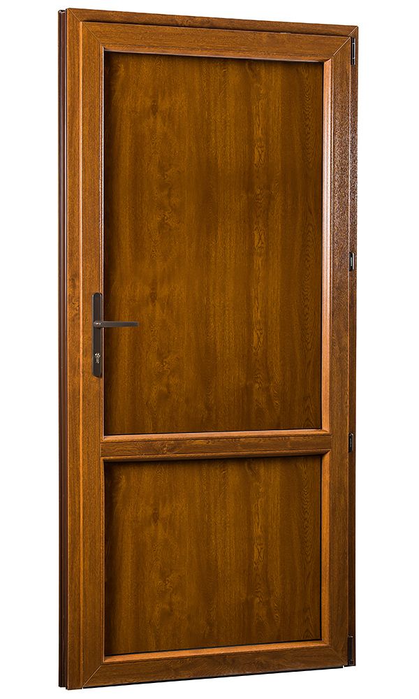 SKLADOVE-OKNA.sk Vedľajšie vchodové dvere REHAU Smartline+, plné, pravé, 980 x 2080 mm, biela / zlatý dub