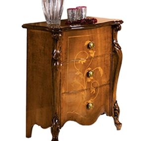 Estila Rustikálny luxusný príručný stolík Pasiones z masívneho dreva s tromi zásuvkami a s vyrezávanými nožičkami 67cm