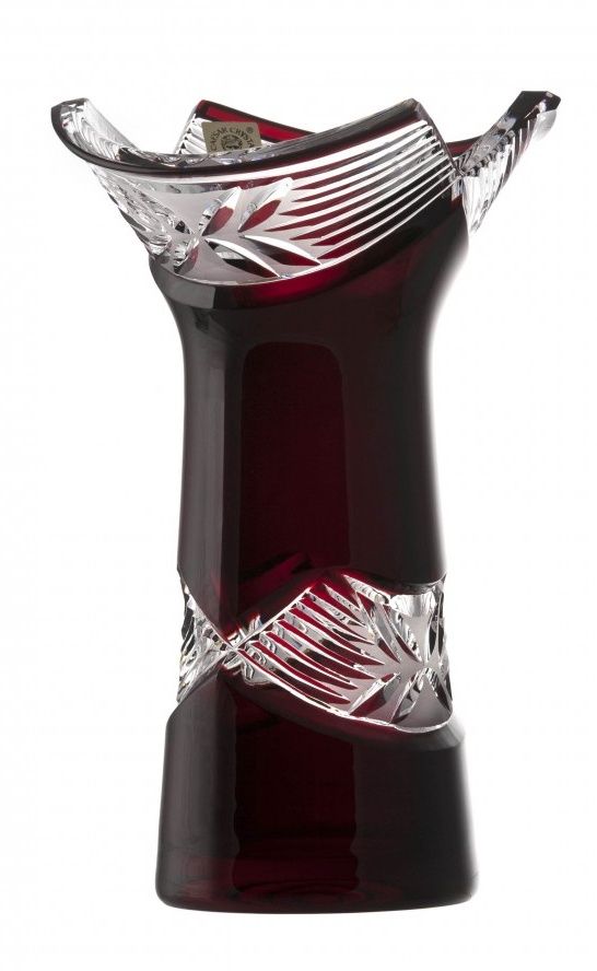 Krištáľová váza Laurel tmavá, farba rubín, výška 184 mm