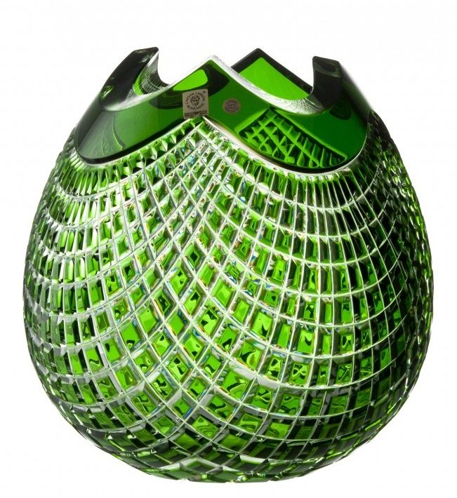 Krištáľová váza Quadrus, farba zelená, výška 250 mm