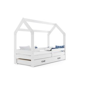 Detská posteľ DOMEK s úložným priestorom 80x160 cm - biela
