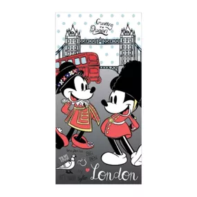 Setino · Plážová osuška Minnie & Mickey Mouse v Londýne - licencia Disney - 100% bavlna, froté - 70 x 140 cm