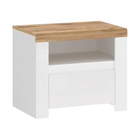 Nočný stolík DAMINO 50,5x50 cm biela/dub wotan
