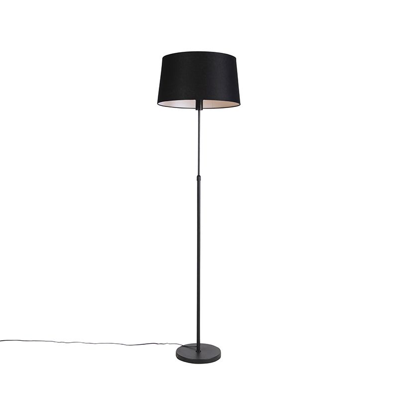 Stojacia lampa čierna s čiernym ľanovým tienidlom nastaviteľným 45cm - Parte