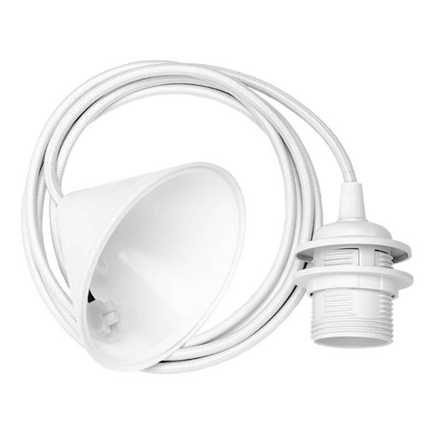 UMAGE Carmina Mini závesná lampa, sivá/kábel biely, Obývacia izba / jedáleň, plast, E27, 15W, K: 22cm