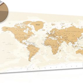 Obraz na korku mapa sveta s vintage nádychom