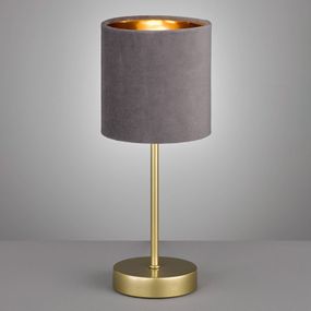 FISCHER & HONSEL Stolná lampa Aura, zlatá, tienidlo sivá/zlatá, Obývacia izba / jedáleň, kov, látka, E14, 25W, K: 34cm