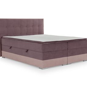 Čalúnená manželská posteľ s úložným priestorom Dalino 140 - fialová / ružová