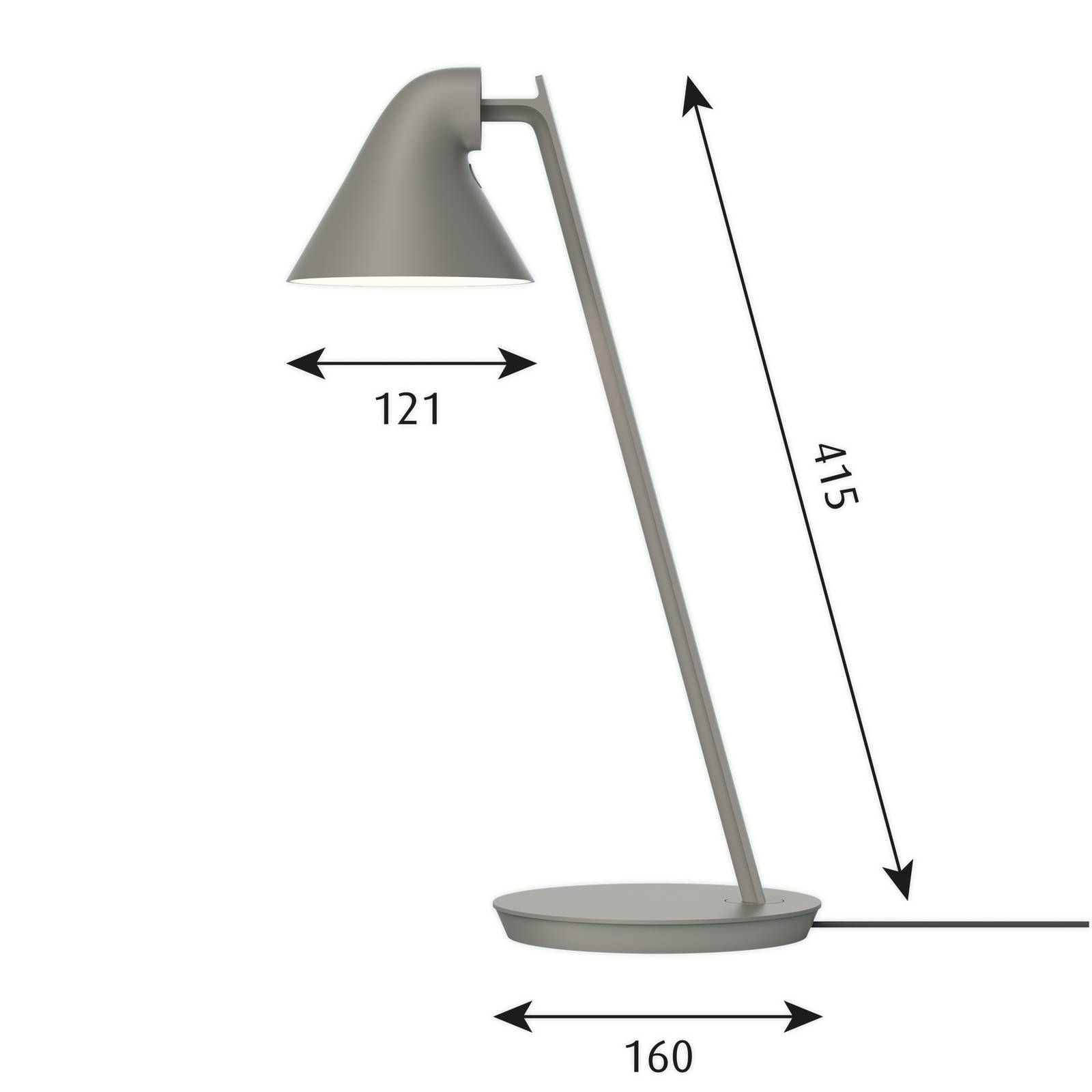 Louis Poulsen NJP Mini stolová LED lampa, taupe, Obývacia izba / jedáleň, oceľ, hliník, 10W, K: 41.5cm