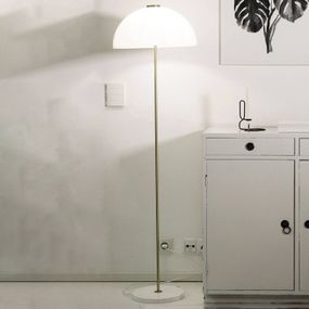 Innolux Kupoli stojaca lampa biely podstavec, Obývacia izba / jedáleň, akryl, mosadz, E27, 35W, K: 140cm