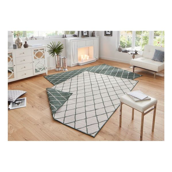 Zeleno-krémový vonkajší koberec NORTHRUGS Malaga, 160 x 230 cm