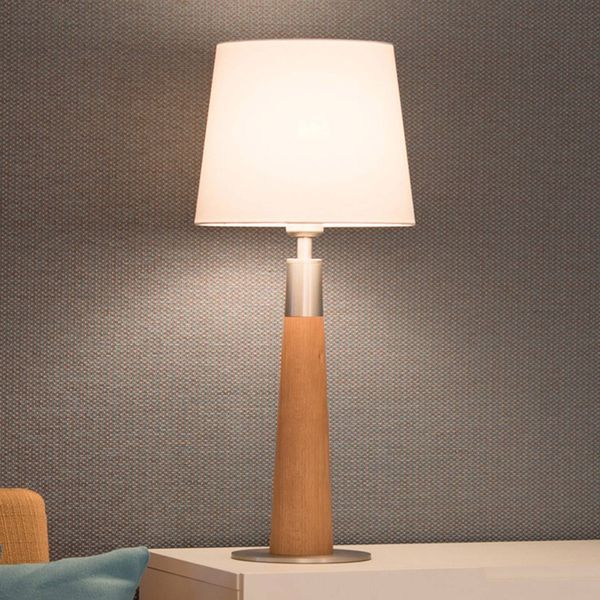 HerzBlut Conico stolná biela olejovaný dub, 58 cm, Obývacia izba / jedáleň, drevo, textil, kov, E27, 60W, K: 58cm