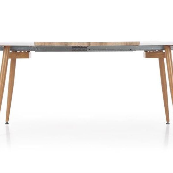 Halmar EDWARD stôl rozkladací dub medový / biely; nohy: dub medový