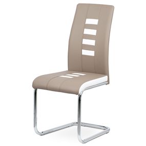 Autronic Jedálenská stolička koženka kapučíno+biela/chróm DCL-961 CAP